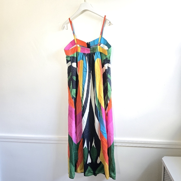 New Farm Rio Macaw Stripes Cotton Swim Beach Cover-Up Maxi Dress Medium NWT - Picture 9 of 10